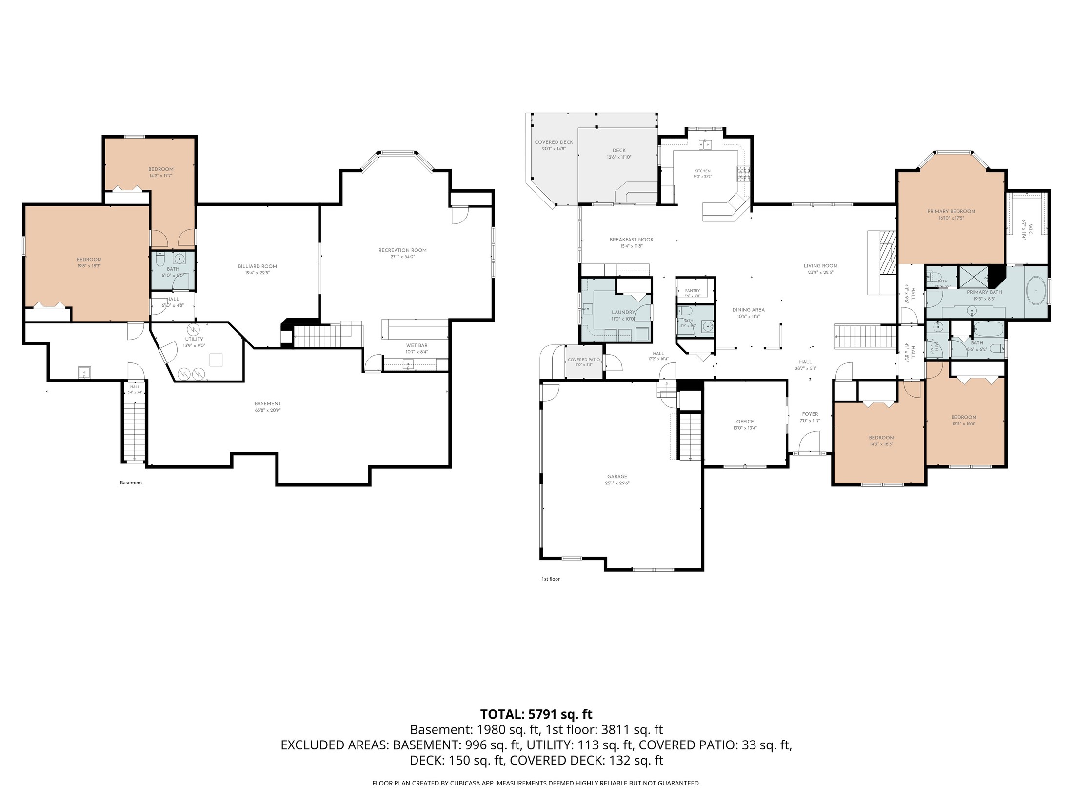 Two-storey floor plan with labelled room dimensions and total square footage